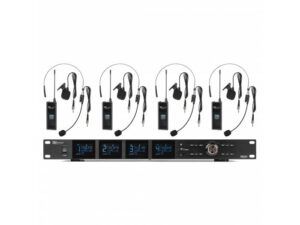 Sistema de 4 microfonos inalambricos de diadema