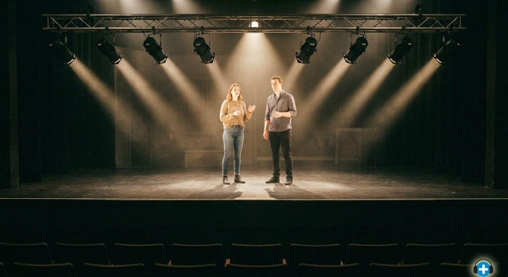 ejemplo de luz frontal sobre teatro